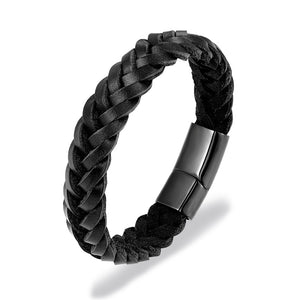 Stainless Steel Chain Woven Leather Bracelet - Mr.YouWho