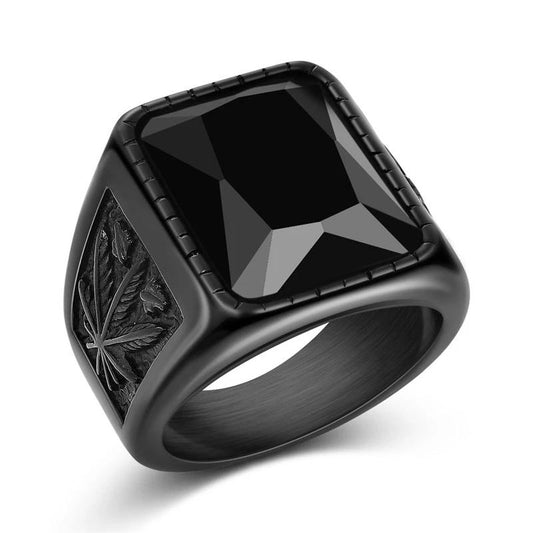 Men's Vintage Stainless Steel Stone Ring - Mr.YouWho