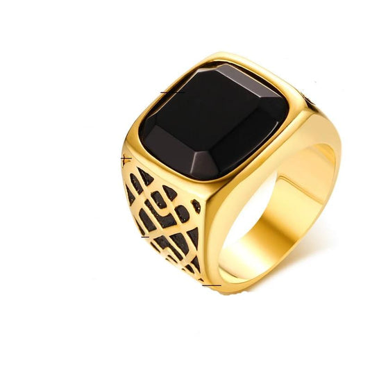 Black Carnelian Semi Precious Signet Ring - Mr.YouWho