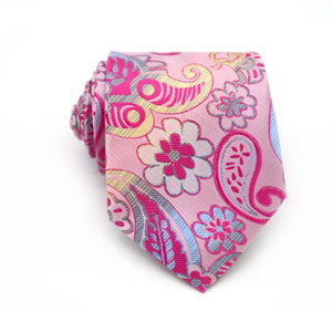 Luxury Pink Floral Silk Neck Jacquard Woven Ties - Mr.YouWho