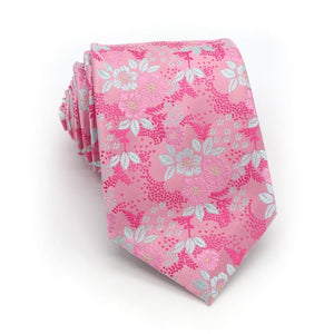 Luxury Pink Floral Silk Neck Jacquard Woven Ties - Mr.YouWho