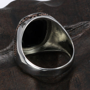 Sterling Silver 925 Vintage Ring with Natural Black Onyx Stone - Mr.YouWho