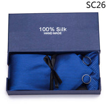 Load image into Gallery viewer, Gift box Tie 100% Silk Jacquard Woven Necktie Hanky Cufflinks Set - Mr.YouWho