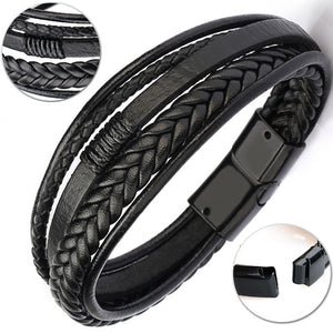 Men's Magnetic-Clasp Leather Bracelet - Mr.YouWho