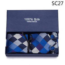 Load image into Gallery viewer, Gift box Tie 100% Silk Jacquard Woven Necktie Hanky Cufflinks Set - Mr.YouWho