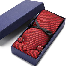 Load image into Gallery viewer, Gift box Tie 100% Silk Jacquard Woven Necktie Hanky Cufflinks Set - Mr.YouWho