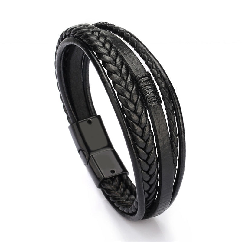 Men's Magnetic-Clasp Leather Bracelet - Mr.YouWho