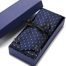 Load image into Gallery viewer, Gift box Tie 100% Silk Jacquard Woven Necktie Hanky Cufflinks Set - Mr.YouWho