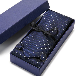 Gift box Tie 100% Silk Jacquard Woven Necktie Hanky Cufflinks Set - Mr.YouWho