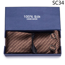 Load image into Gallery viewer, Gift box Tie 100% Silk Jacquard Woven Necktie Hanky Cufflinks Set - Mr.YouWho