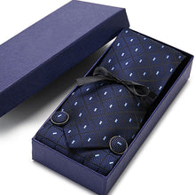 Load image into Gallery viewer, Gift box Tie 100% Silk Jacquard Woven Necktie Hanky Cufflinks Set - Mr.YouWho
