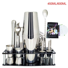 Load image into Gallery viewer, Mr.YouWho 550ml/750ml Stainless Steel Cocktail Making Set with Wooden Display Stand