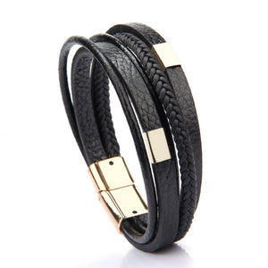 Men's Magnetic-Clasp Leather Bracelet - Mr.YouWho